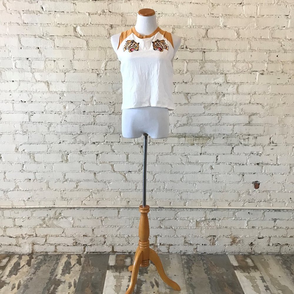 Forever21 Yellow and White With Tigers Shirt Small